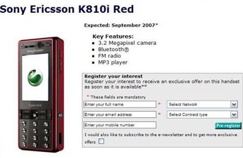 Sony Ericsson K810i Red