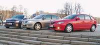 - Renault Megane, Opel Astra, Mazda 3 ( ,  ,  3).  