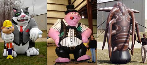    (Corporate Fat Cat),   (Greedy Pig)    ( Big Sky Balloons and Searchlights).