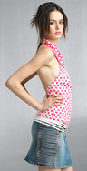 Moschino Jeans Dot-Print Halter & Denim Mini with Leather Belt