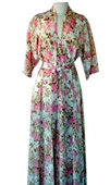 From the days when women were wonderfully turned out for virtually every occasion, comes this beautiful rayon floral dressing gown