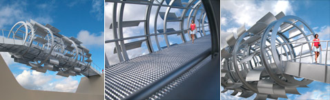 Wind Tunnel Foot Bridge         ,     ( Michael Jantzen).